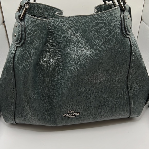 Coach Handbags - Coach Edie Green/Gray Pebble Leather w/Gun Metal Hardware.